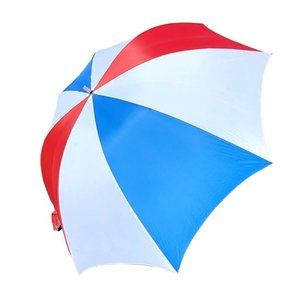 Vintage Extra Large Size Shaw Umbrella Red White Blue Fiberglass Shaft Shade